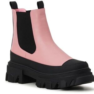 Portland Boot Company Pink&Black Streetwear Vegan Chelsea Boots, Size 8.5